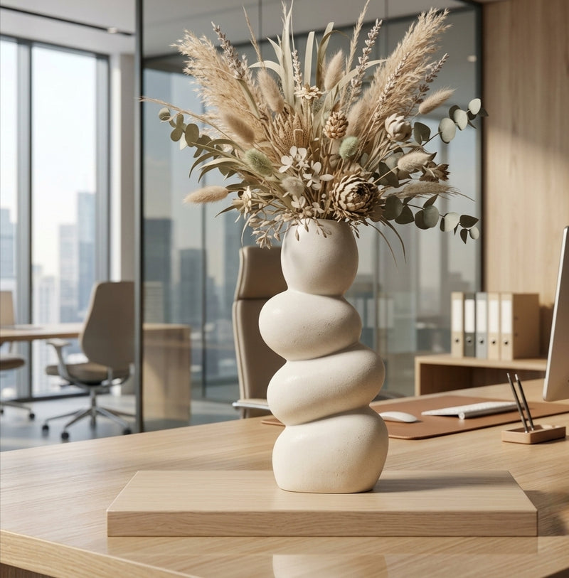 Ceramic Vase for Home Decor - 8 Inch Large Ceramic Vase for Pampas Grass, Abstract