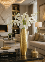 Modern Hammered Metal Flower Vase - 46 cm Accent Piece for Home Décor