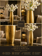 Modern Hammered Metal Flower Vase - 46 cm Accent Piece for Home Décor