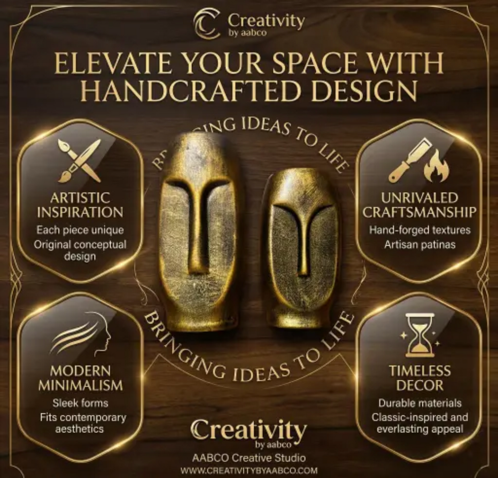Premium Golden Textured Face Wall Vases Set For Housewarming Gift